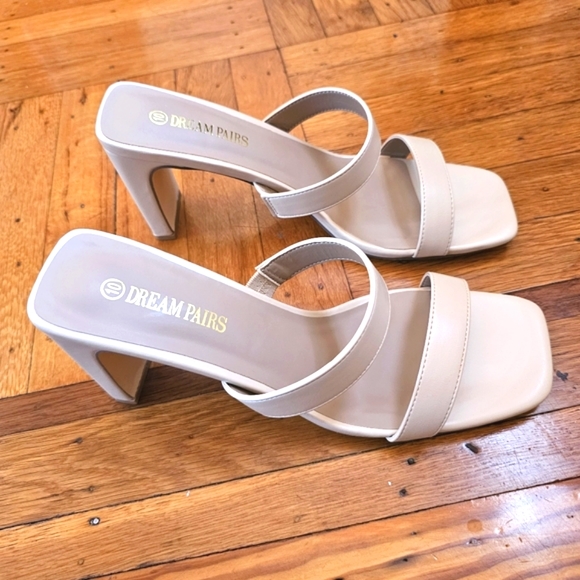 Dream Pairs Shoes - NWT Dream Pairs Women's Nude Square Open Toe Double Band High Block Heels